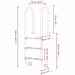 vidaXL Pool Ladder 304 Stainless Steel Inground Pool Step Ladder Swimming Spa - for flat surface, straight - Additional view 5