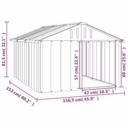 vidaXL Dog House Kennel Anthracite/Grey 116.5x103x81.5 cm/116.5x153x81.5 cm - grey - Additional view 4