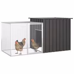 vidaXL Chicken Cage Galvanised Steel Animal Supply Anthracite/Grey Multi Sizes - anthracite - Additional view 2