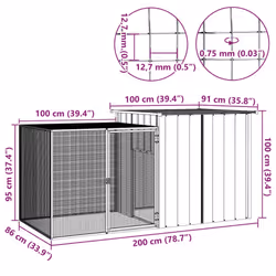 vidaXL Chicken Cage Galvanised Steel Animal Supply Anthracite/Grey Multi Sizes - grey