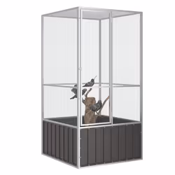 vidaXL Bird Cage Galvanised Steel Aviary House Anthracite/Grey Multi Sizes - anthracite, 111 x 107 x 211.5 cm - Additional view 2