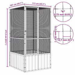 vidaXL Bird Cage Galvanised Steel Aviary House Anthracite/Grey Multi Sizes - anthracite, 111 x 107 x 211.5 cm - Additional view 4