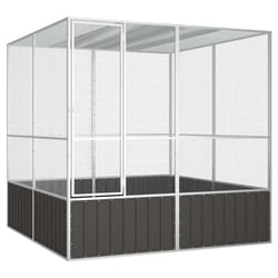 vidaXL Bird Cage Galvanised Steel Aviary House Anthracite/Grey Multi Sizes - anthracite, 213.5 x 217.5 x 211.5 cm