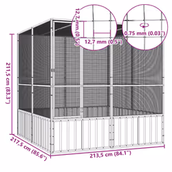 vidaXL Bird Cage Galvanised Steel Aviary House Anthracite/Grey Multi Sizes - anthracite, 213.5 x 217.5 x 211.5 cm - Additional view 4