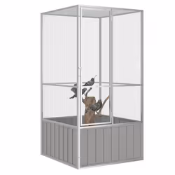 vidaXL Bird Cage Galvanised Steel Aviary House Anthracite/Grey Multi Sizes - grey, 111 x 107 x 211.5 cm - Additional view 2