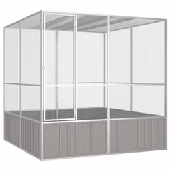 vidaXL Bird Cage Galvanised Steel Aviary House Anthracite/Grey Multi Sizes - grey, 213.5 x 217.5 x 211.5 cm