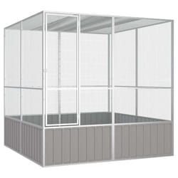 vidaXL Bird Cage Galvanised Steel Aviary House Anthracite/Grey Multi Sizes - grey, 213.5 x 217.5 x 211.5 cm