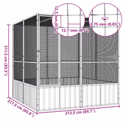 vidaXL Bird Cage Galvanised Steel Aviary House Anthracite/Grey Multi Sizes - grey, 213.5 x 217.5 x 211.5 cm - Additional view 4