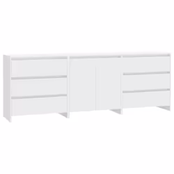 vidaXL Sideboard 3 Piece Buffet Cabinet Cupboard Highboard Engineered Wood - white
