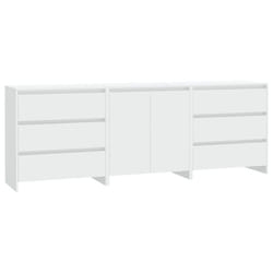 vidaXL Sideboard 3 Piece Buffet Cabinet Cupboard Highboard Engineered Wood - white