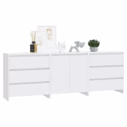 vidaXL Sideboard 3 Piece Buffet Cabinet Cupboard Highboard Engineered Wood - white - Additional view 5