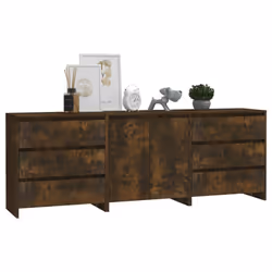 vidaXL Sideboard 3 Piece Buffet Cabinet Cupboard Highboard Engineered Wood - smoked oak - Additional view 2