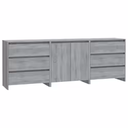 vidaXL Sideboard 3 Piece Buffet Cabinet Cupboard Highboard Engineered Wood - grey sonoma