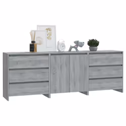 vidaXL Sideboard 3 Piece Buffet Cabinet Cupboard Highboard Engineered Wood - grey sonoma