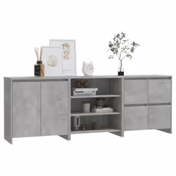 vidaXL Sideboard 3 Piece Engineered Wood Buffet Side Cabinet Multi Colours - concrete grey - Additional view 5