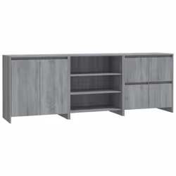 vidaXL Sideboard 3 Piece Engineered Wood Buffet Side Cabinet Multi Colours - grey sonoma