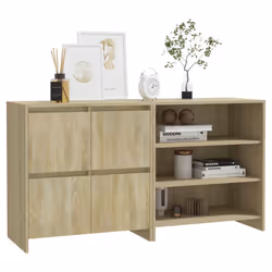 vidaXL Sideboard 2 Piece Engineered Wood Buffet Side Cabinet Multi Colours - sonoma oak - Additional view 4