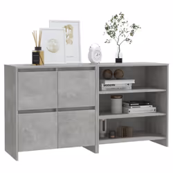 vidaXL Sideboard 2 Piece Engineered Wood Buffet Side Cabinet Multi Colours - concrete grey - Additional view 4