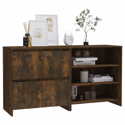 vidaXL Sideboard 2 Piece Engineered Wood Buffet Side Cabinet Multi Colours - smoked oak - Additional view 4