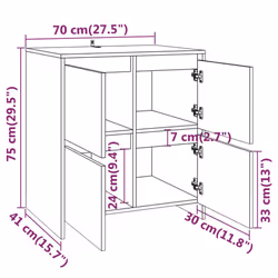 vidaXL 2x Sideboards Chipboard Storage Side Book Console Cabinet Multi Colours - concrete grey - Additional view 3
