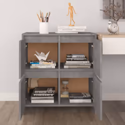 vidaXL 2x Sideboards Chipboard Storage Side Book Console Cabinet Multi Colours - concrete grey - Additional view 9