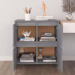 vidaXL 2x Sideboards Chipboard Storage Side Book Console Cabinet Multi Colours - grey sonoma - Additional view 9
