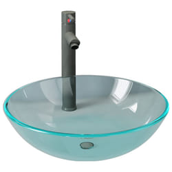 vidaXL Bathroom Sink with Tap and Push Drain Clear Tempered Glass Wash Basin