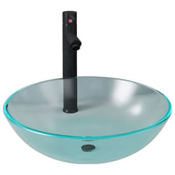 vidaXL Bathroom Sink with Tap and Push Drain Frosted Tempered Glass Wash Basin