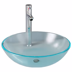 vidaXL Bathroom Sink with Tap and Push Drain Frosted Tempered Glass Wash Basin