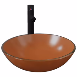vidaXL Bathroom Sink with Tap and Push Drain Brown Tempered Glass Wash Basin
