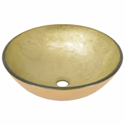 vidaXL Bathroom Sink with Tap and Push Drain Gold Tempered Glass Wash Basin - Additional view 5
