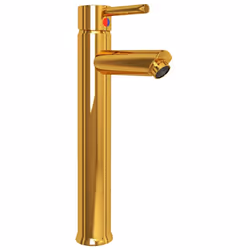 vidaXL Bathroom Sink with Tap and Push Drain Gold Tempered Glass Wash Basin