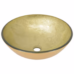 vidaXL Bathroom Sink with Tap and Push Drain Gold Tempered Glass Wash Basin - Additional view 5