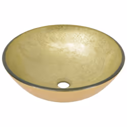 vidaXL Bathroom Sink with Tap and Push Drain Gold Tempered Glass Wash Basin - Additional view 5