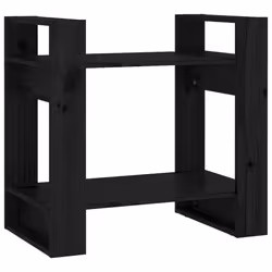 vidaXL Solid Wood Pine Book Cabinet/Room Divider Storage Shelf Multi Colours - black
