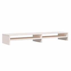 vidaXL Monitor Stand Laptop Desktop Screen Riser Display Shelf Solid Wood Pine - white