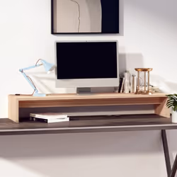 vidaXL Monitor Stand Laptop Desktop Screen Riser Display Shelf Solid Wood Pine - brown