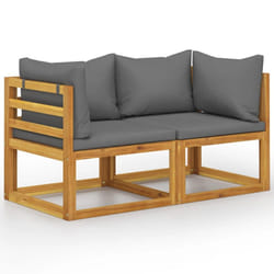 vidaXL Garden Lounge Set Outdoor Sofa Set with Cushions Solid Wood Acacia - dark grey, 2-seater