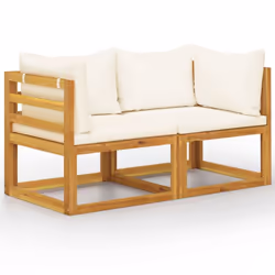 vidaXL Garden Lounge Set Outdoor Sofa Set with Cushions Solid Wood Acacia - cream, 2-seater