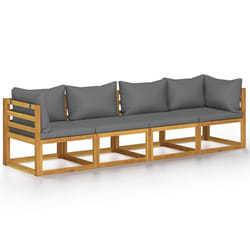 vidaXL Garden Lounge Set Outdoor Sofa Set with Cushions Solid Wood Acacia - dark grey, 4-seater