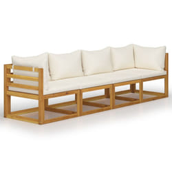 vidaXL Garden Lounge Set Outdoor Sofa Set with Cushions Solid Wood Acacia - cream, 4-seater