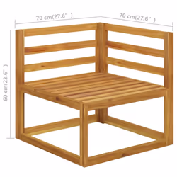 vidaXL Garden Lounge Set Outdoor Sofa Set with Cushions Solid Wood Acacia - cream, 4x corner + 4x middle + table
