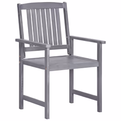 vidaXL Solid Wood Acacia Garden Dining Set Grey Wooden Table Chair 7/9 Piece - 8 piece - Additional view 4