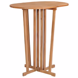 vidaXL Solid Wood Teak Folding Bar Table Wooden Party Bistro Standing Table