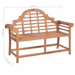 vidaXL Solid Wood Teak Garden Bench Patio Wooden Outdoor Marlboro Bench Chair - Additional view 7