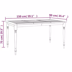 vidaXL Solid Wood Teak Batavia Table Patio Outdoor Dining Table Furniture - Additional view 6
