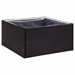 vidaXL Garden Planter Outdoor Planter Flower Patio Pot Plant Box Poly Rattan - black, 80 x 80 x 40 cm