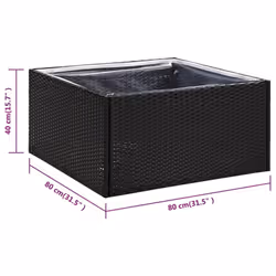 vidaXL Garden Planter Outdoor Planter Flower Patio Pot Plant Box Poly Rattan - black, 80 x 80 x 40 cm - Additional view 5