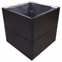 vidaXL Garden Planter Outdoor Planter Flower Patio Pot Plant Box Poly Rattan - black, 80 x 80 x 80 cm
