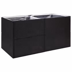 vidaXL Garden Planter Outdoor Planter Flower Patio Pot Plant Box Poly Rattan - black, 157 x 80 x 80 cm